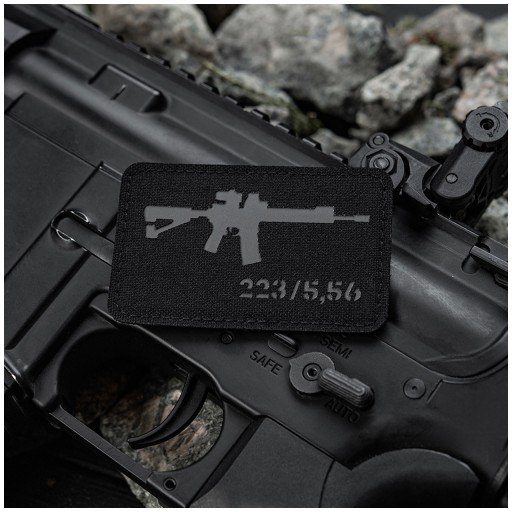 Náplasť Emblem AR-15 223/5,56 laserom rezaná čierna/sivá M-Tac