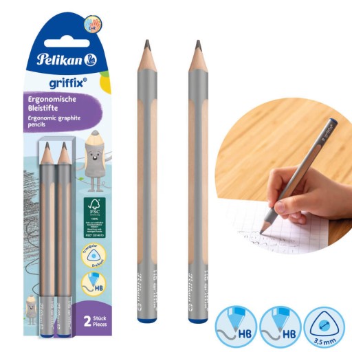 Hrubá trojuholníková ceruzka Jumbo Griffix HB 2ks PELIKAN