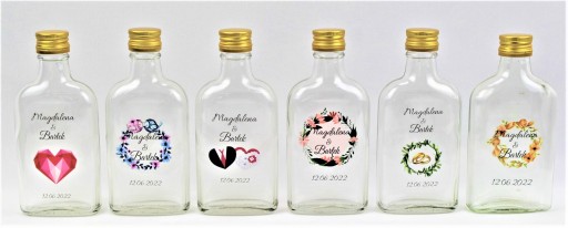 Fľaša na boky 200 ml 11 vzorov Dátum svadby Mená nevesty a ženícha Svadobná svadba