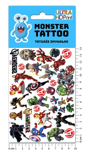 UMÝVAJÚCE DOČASNÉ TETOVANIE PRE DETI DETSKÉ AVENGERS ORIGINÁLNE DIZAJNY