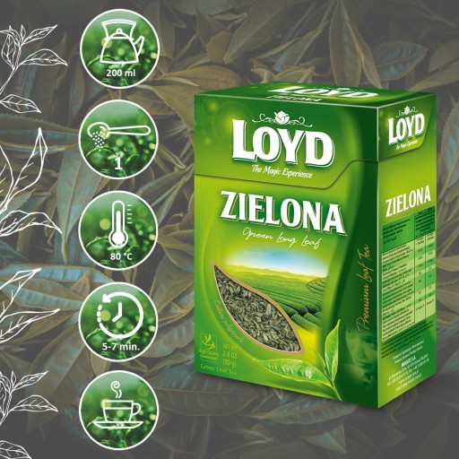 Originálny zelený čaj Najlepšie čínske listy 80g LOYD