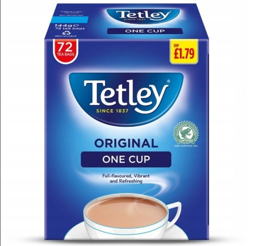 1x144g TETLEY jedna šálka originálneho britského čaju