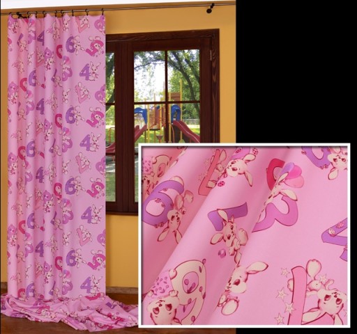 P7628 Satinet, králiky, šírka 150cm, ružová