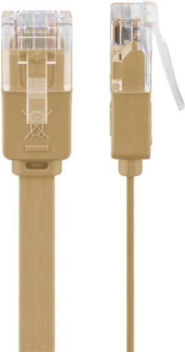UTP CAT 6 plochý sieťový kábel RJ45, hnedý, 2 m