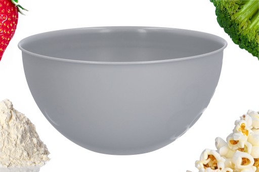 Šalátová misa, plastové kuchynské misy, 6l, veľká, šedá, okrúhla, Ø28 cm