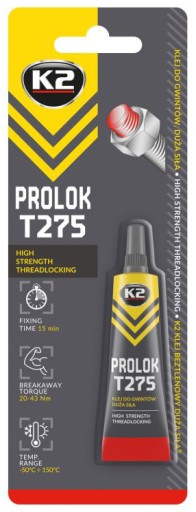 K2 - PROLOK T275 - LEPIDLO NA Skrutkovacie závity - VYSOKÁ PEVNOSŤ - 6 ML