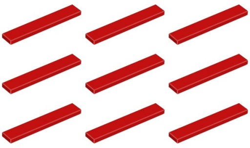 LEGO TILE 6636 TILE 1x6 červená (9g) 9 ks.