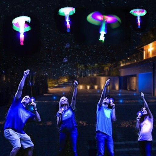 ŠPIČKOVÉ KOLESKO SLUZA GLITTER LED LETECKÁ LAMPA Vrtuľník LIETAJÚCI ŠÍP 5 ks