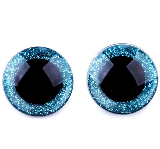GLITTER BLUE MASKOT EYES 25 mm