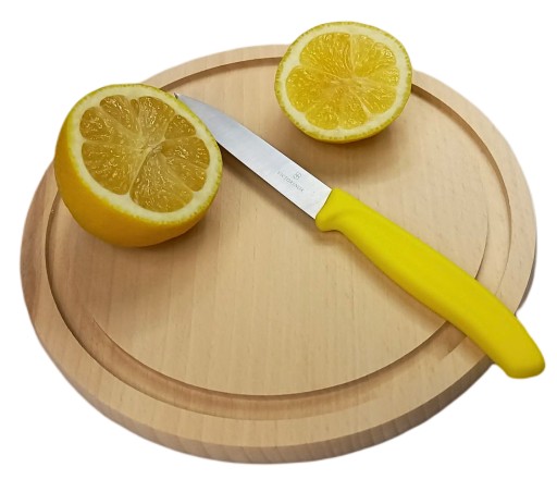 KRAJNÁ DOSKA OKRUHÁ S DRÁŽKOU, 22 CM, DREVENÁ