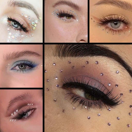 NÁLEPKY KRIŠTÁĽOV TVÁR ZIRKONIOVÉ DIAMANTY 3D OČI MAKE-UP NECHTY