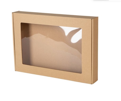 EKO DARČEKOVÁ krabička s okienkom štvorec 350x250x50mm KRAFT