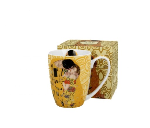 Klasický hrnček 380 ml THE KISS ECRU inšpirovaný Klimtom