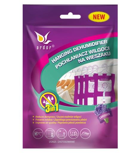 ABSORPTOR VLHKOSTI na vešiaku do ŠATNÍKA Levanduľa