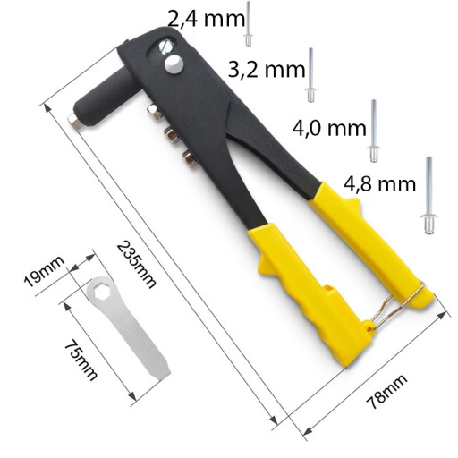 RUČNÁ NITOVAČKA NA NITY 4 KONCE SILNÉ 24CM 4 KONCOVÉ SADA nitov
