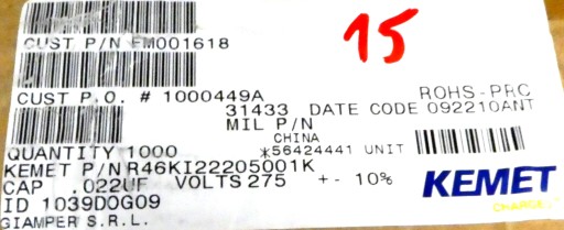 Arcotronics 22nF 0,022µF 10% 275V 560V 50ks
