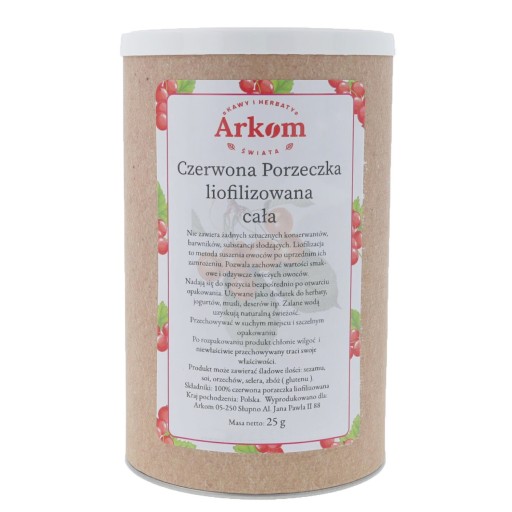 Celé mrazom sušené červené ríbezle v 25 g tube