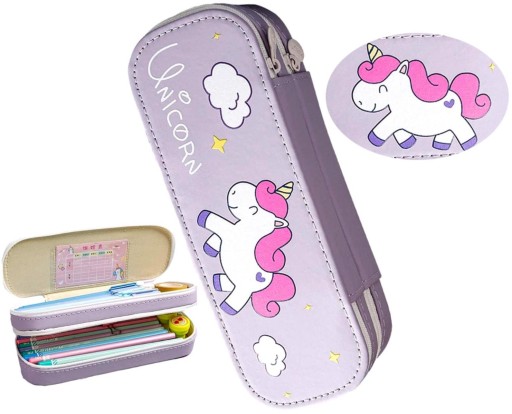 Peračník Unicorn, dve priehradky, školské fixky, pastelky