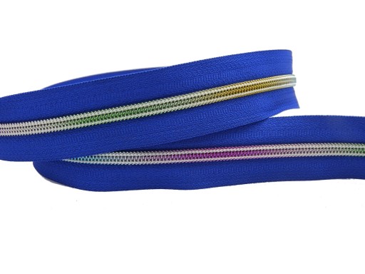 Zipsová páska Zips 5mm 1m MODRÁ / DÚHOVÁ FARBA