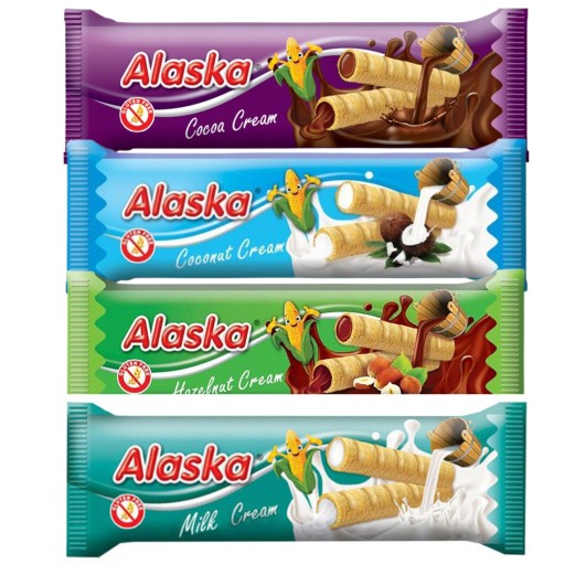 Aljašský set MIX príchutí Kukuričné rolky plnené smotanou 4x