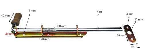 PRUŽINOVÁ ZÁPADKA DVERÍ 300 mm ÚZKA
