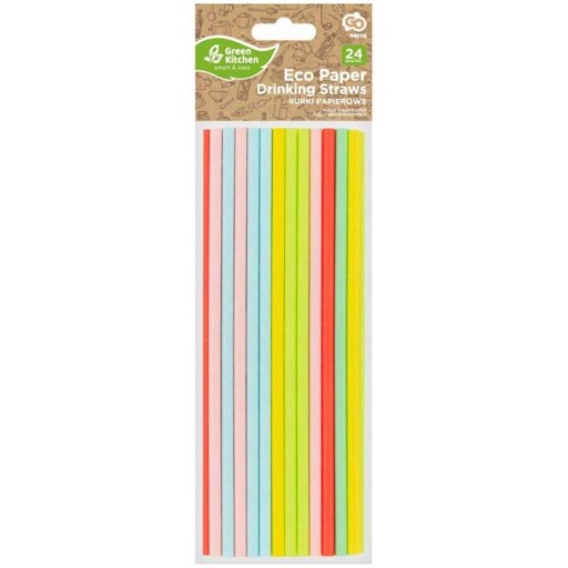 Papierové slamky trubičky PASTEL mix BIO eco x24