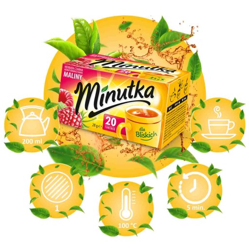 Klasický expresný čierny čaj s príchuťou maliny Čierny čaj 20T MInutka