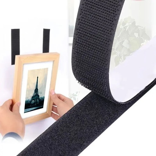 LuxTextil VELCRO PÁSKA SO SAMOLEPIACIM LEPOM 20 mm SADA ČIERNA 1 meter