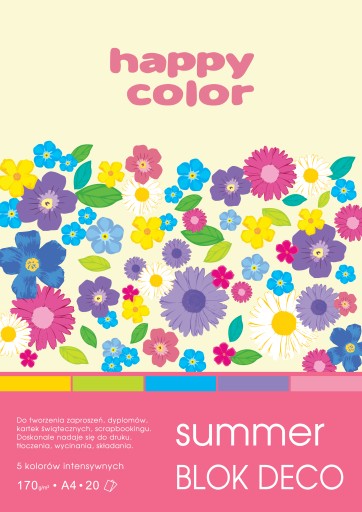 DECO SUMMER blok A4 20k 5 farieb HAPPY COLOR