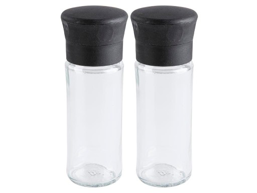 2x SKLENENÉ MLYNKY SADA MLYNKOV NA KORENIE NA SOĽ A PAPRIKA 115ml