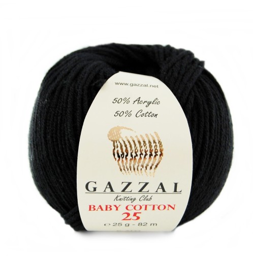 Gazzal Baby Bavlnená priadza 3433 - 25g - čierna