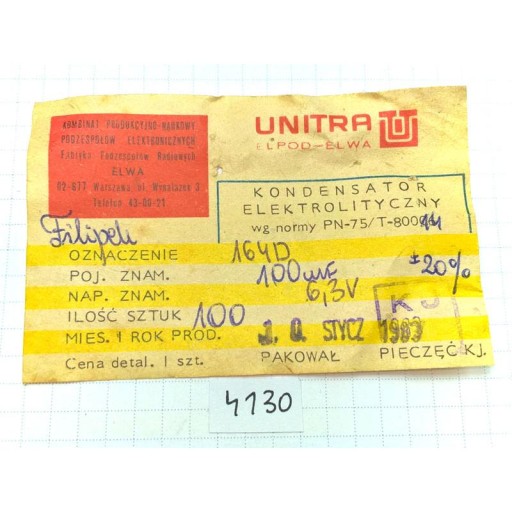 Tantal 100uF 6,3V 8x21 Unitra-Elwa axiálne x2