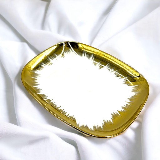 Obdĺžnikový porcelánový tanier Gold Dream 18x14cm