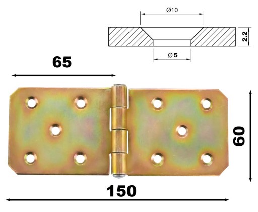 Zosilnený konštrukčný pánt 60x150mm