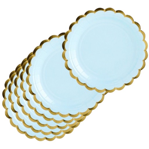 Jednorazové TANIERE MODROZLATÉ pastelové RETRO 6 ks