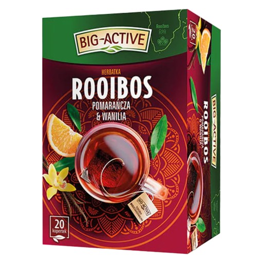 VEĽKÝ AKTÍVNY čaj ROOIBOS express ČAJ POMARANČ 20 OBÁLOK