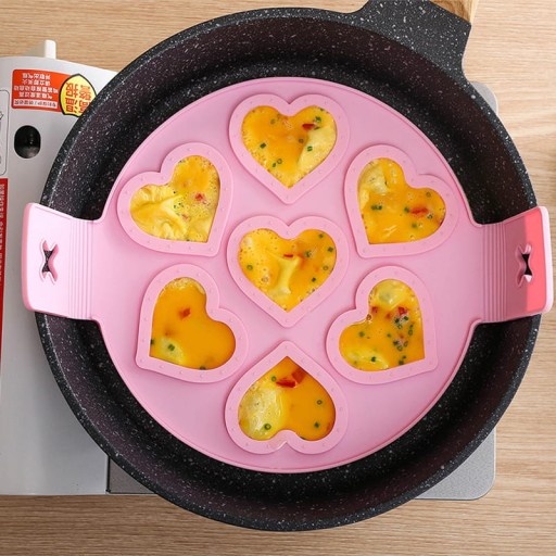 Silikónová podložka forma na panvicu, srdiečka na praženicu, palacinky, ružové