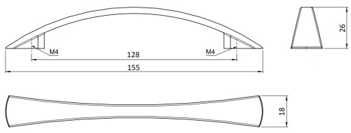 KLASICKÁ ÚCHYTKA PODKROVNÉHO NÁBYTKU, MAT ČIERNA, 128 MM