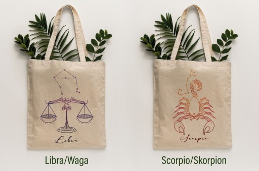 Bavlnená NÁKUPNÁ TAŠKA so ZNAMENÍM ZODIAC ako DARČEK EKO ako DARČEK
