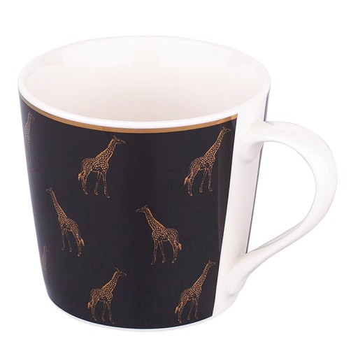 DARČEKOVÝ HRNČEK PORCELÁN ČIERNA ZLATÁ ŽIRAFA