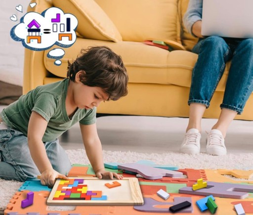 TETRIS PUZZLE DREVENÉ BLOKY MONTESSORI BLOCKS 3D LOGICKÁ HRA