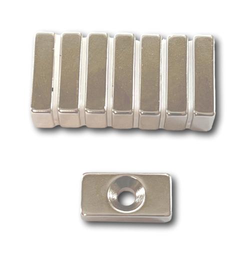 Neodymový tanierový magnet MPŁ 20x10x5 N38 na skrutku 1 kus