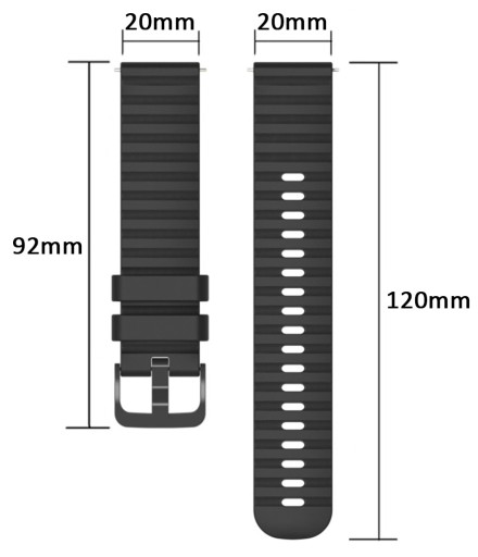 20 mm UNIVERZÁLNY remienok pre inteligentné hodinky SAMSUNG HUAWEI XIAOMI Black