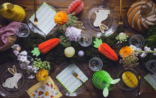 Papierová dekorácia HONEYCOMB EGG žltá