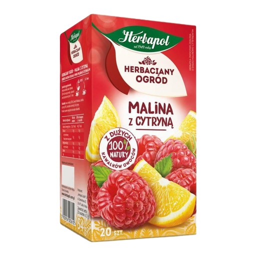 HERBAPOL TEA GARDEN ovocný čaj MALINA S CITRÓNOM 20 Vrecúšok