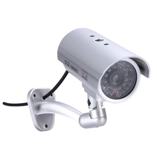 UMMY CCTV MONITOROVACIA KAMERA VONKAJŠIA NÁSTENNÁ KAMERA STRIEBORNÁ LED