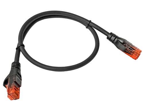 Cat.6 UTP patch kábel RJ45-RJ45 1:1 Cu AWG26 čierny 0,5m