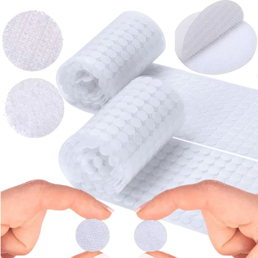 SAMOLEPIACI VELCRO OKRUHOVÉ KRUHY S LEPIKOM DIY 15mm 60 párov BIELY