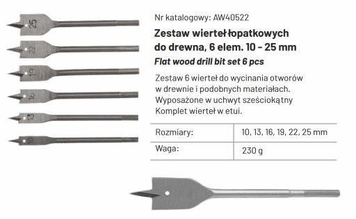 AWTOOLS ČEPEĽOVÉ VŔTAČKY 10-25mm 6 ks. AW40522