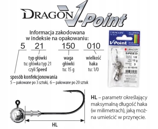 DRAGON V-POINT SPEED hlavička jigová 3 ks 2/0 7.5